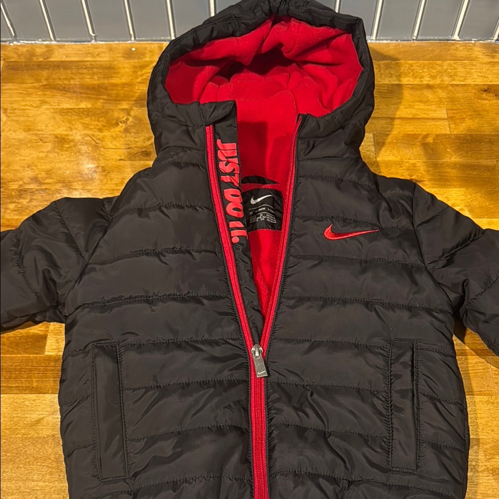 Nike Black and Red Hooded Jacket